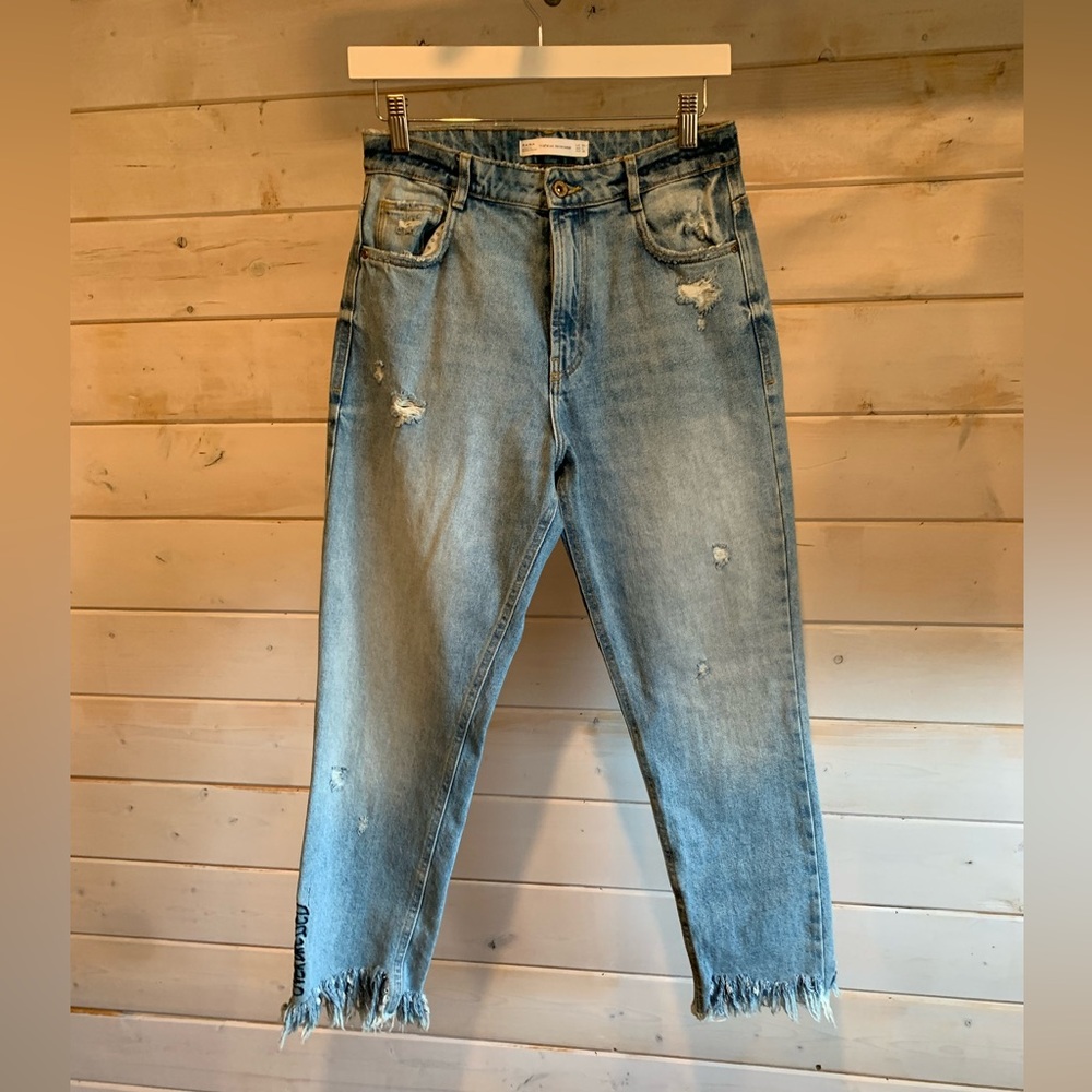Zara | “Overdressed” Distressed Light Wash High Rise Jeans
